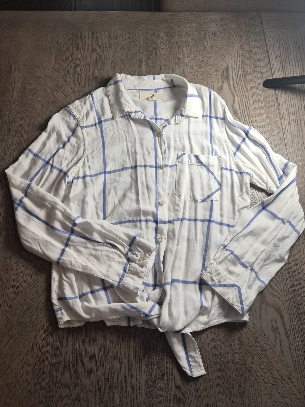 Thread & Supply White Button-Down Shirt with Blue Windowpane
